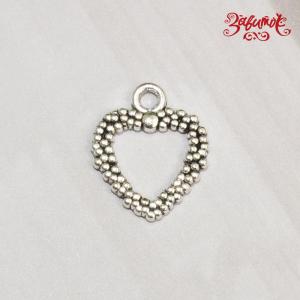 Подвеска Сердце, 2-хстор., серебро, 16х16 мм - Заготовки для декупажа. Интернет-магазин Завиток