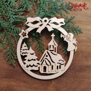 Церква, фанера, 9,5х9,5 см, підвіска різдвяна - Заготовки для декупажа. Интернет-магазин Завиток
