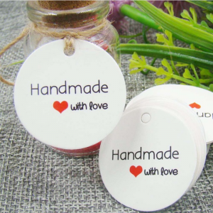 Бирки круглые белые Handmade with love, 3 см, 5 шт/уп. - Заготовки для декупажа. Интернет-магазин Завиток