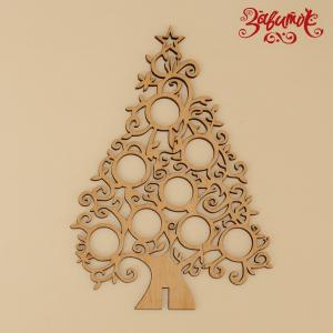 Ёлка с шарами (без подставки), фанера, 16х11 см - Заготовки для декупажа. Интернет-магазин Завиток